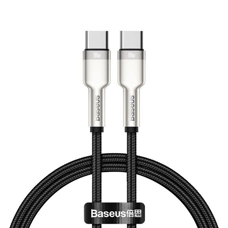 Кабель Baseus Cafule Metal Type-C to Type-C 100W (1m) (black) (CATJK-C01)