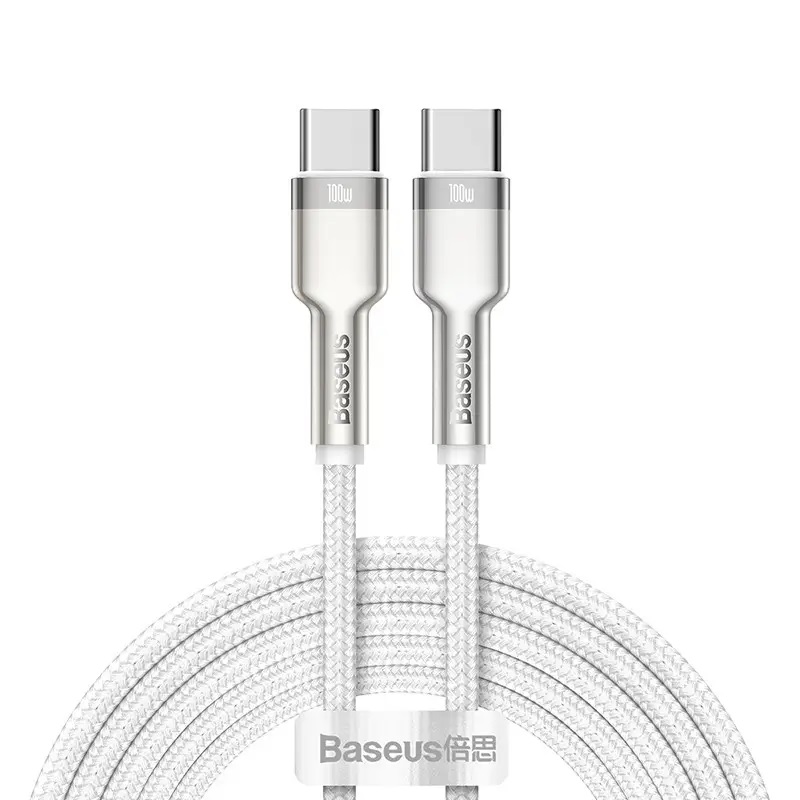 Кабель Baseus Cafule Metal Type-C to Type-C 100W (2m) (white) (CATJK-D02)