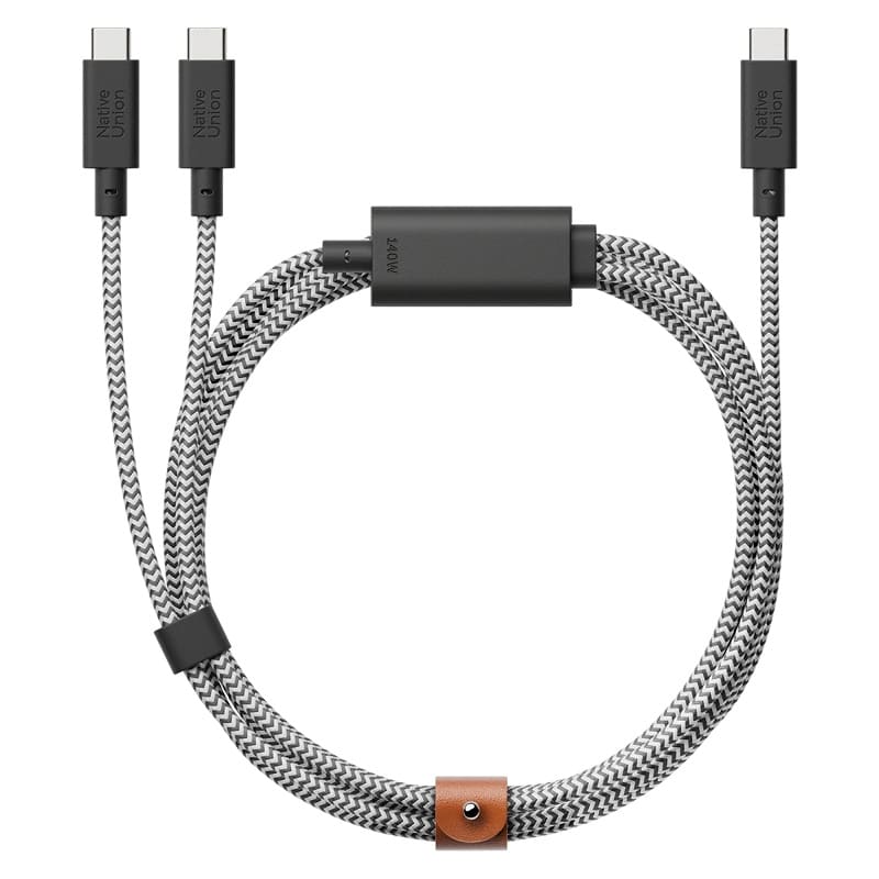 Кабель Native Union Belt Cable USB-C to 2 USB-C 140W Zebra (2 m) (BELT-C-2C-ZEB)