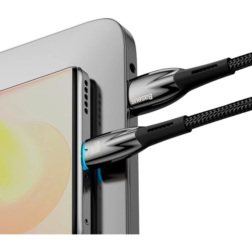 Кабель Baseus Glimmer Series Fast Charging Type-C 100W (1m) (black) (CADH000401) - фото 3 Кабель Baseus Glimmer Series Fast Charging Type-C 100W (1m) (black) (CADH000401) - фото 3