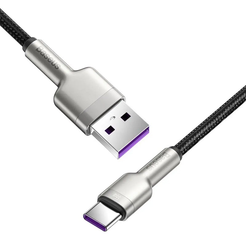 Кабель Baseus Cafule Series Metal Data Cable USB to Type-C 66W 0.25m Black (CAKF000001) - фото 1