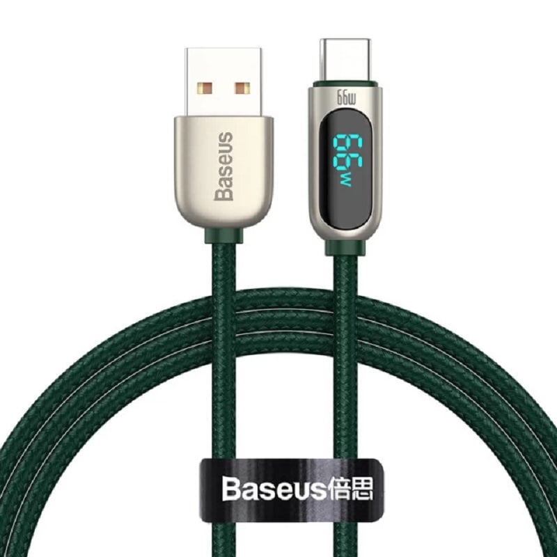 Кабель Baseus Display Fast Charging Data Cable USB to Type-C 66W 1m Green (CASX020006)
