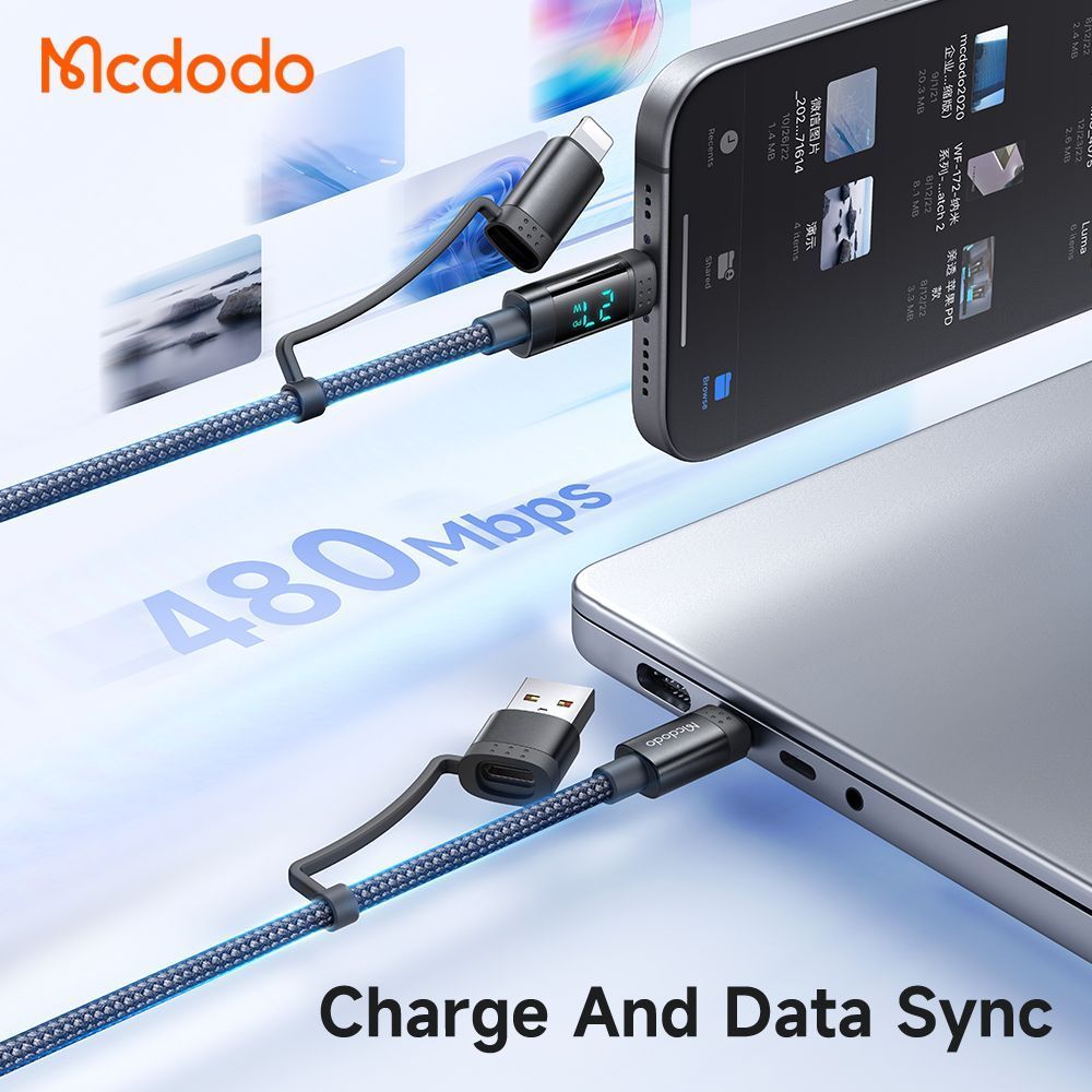 Кабель Mcdodo [CA-1990] 4in1 Travel Data Cable USB-C/USB to USB-C/Lightning 60W 1.2m - фото 2