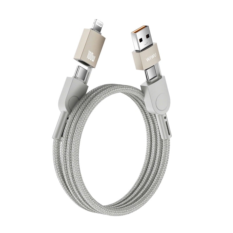 Кабель WIWU Wi-C051 Fast Charging Cable Raptor Series USB-A+USB-C to USB-C+Lightning 100W 2m