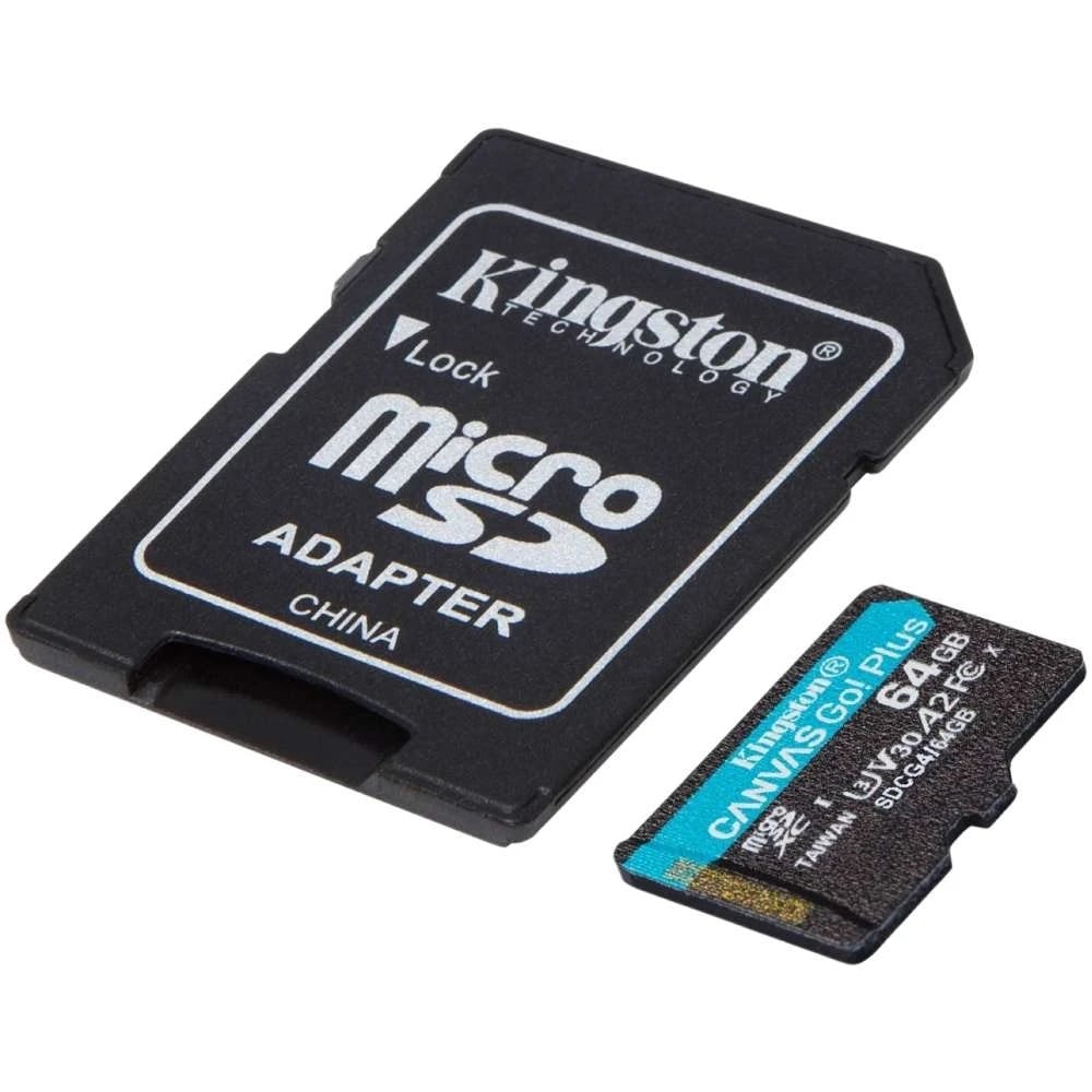Карта пам'яті microSDXC (UHS-1 U3) Kingston Canvas Go! Plus 64Gb class 10 A2 V30 (R200MB/s) (adapter SD) (SDCG4/64GB) - фото 1 Карта пам'яті microSDXC (UHS-1 U3) Kingston Canvas Go! Plus 64Gb class 10 A2 V30 (R200MB/s) (adapter SD) (SDCG4/64GB) - фото 1