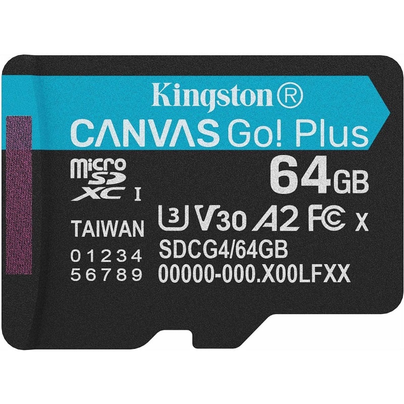 Карта пам'яті microSDXC (UHS-1 U3) Kingston Canvas Go! Plus 64Gb class 10 A2 V30 (R200MB/s) (SDCG4/64GBSP)