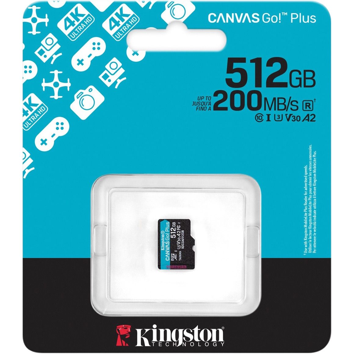 Карта пам`яті MicroSDXC 512GB UHS-I/U3 Class 10 Kingston Canvas Go! Plus R200/W160MB/s (SDCG4/512GBSP) - фото 3 Карта пам`яті MicroSDXC 512GB UHS-I/U3 Class 10 Kingston Canvas Go! Plus R200/W160MB/s (SDCG4/512GBSP) - фото 3