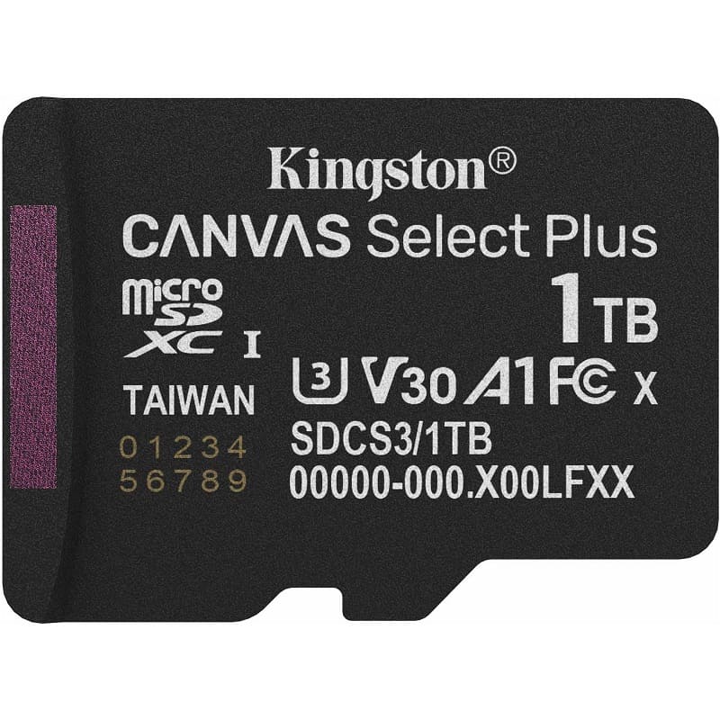 Карта памяти microSDXC (UHS-1 U3) Kingston Canvas Select Plus Gen3 1Tb class 10 А1 V30 (R-150MB/s) (SDCS3/1TBSP)