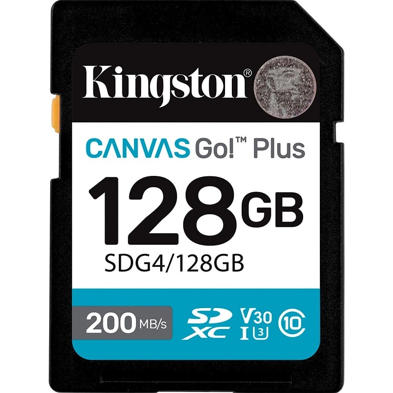 Карта памяти SDXC (UHS-1 U3) Kingston Canvas Go! Plus 128Gb class 10 A2 V30 (R200MB/s) (SDG4/128GB)