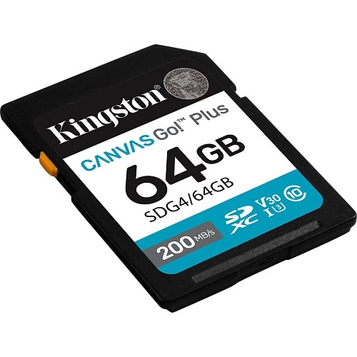 Карта памяти SDXC (UHS-I U3) Kingston SD 64GB C10 V30 R200MB/s (SDG4/64GB) (SDG4/64GB) - фото 1