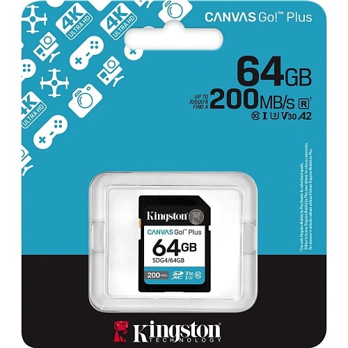 Карта памяти SDXC (UHS-I U3) Kingston SD 64GB C10 V30 R200MB/s (SDG4/64GB) (SDG4/64GB) - фото 2
