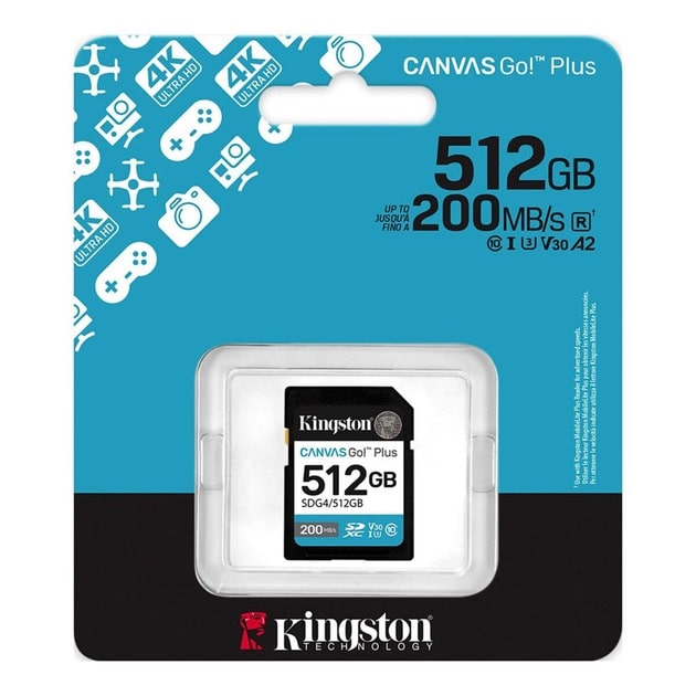 Карта пам'яті SDXC (UHS-1 U3) Kingston Canvas Go! Plus 512Gb class 10 A2 V30 (R200MB/s, W160MB/s) - фото 2