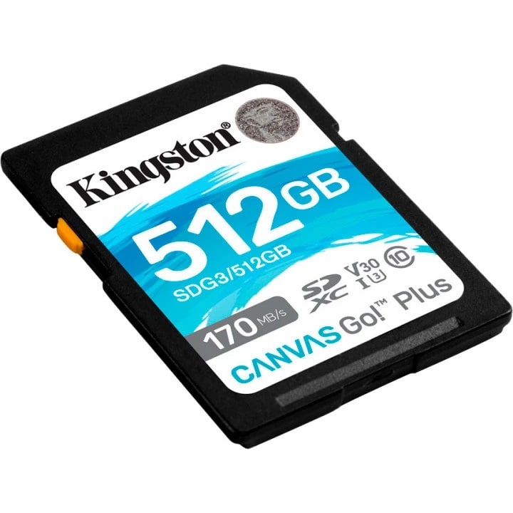 Карта памяти SDXC (UHS-1 U3) Kingston Canvas Go Plus 512Gb class 10 V30 (R170MB/s, W90MB/s) (SDG3/512GB) - фото 1 Карта памяти SDXC (UHS-1 U3) Kingston Canvas Go Plus 512Gb class 10 V30 (R170MB/s, W90MB/s) (SDG3/512GB) - фото 1