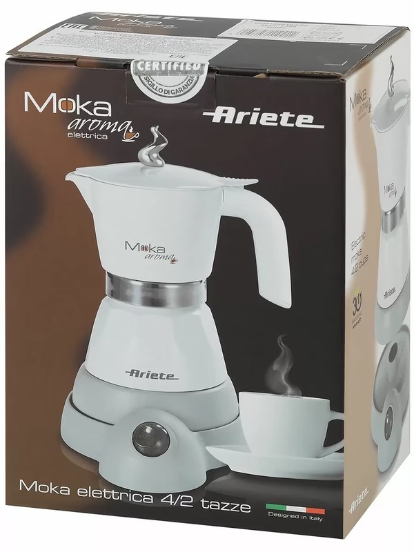 Кавоварка Ariete Moka Aroma Elettrica bianca 1358A WH (1358/10) - фото 4 Кавоварка Ariete Moka Aroma Elettrica bianca 1358A WH (1358/10) - фото 4