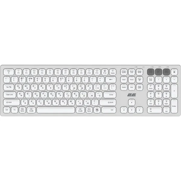 Клавіатура 2E KS270 105key, WL/BT, EN/UK/RU, Silver/White (2E-KS270WBWH)
