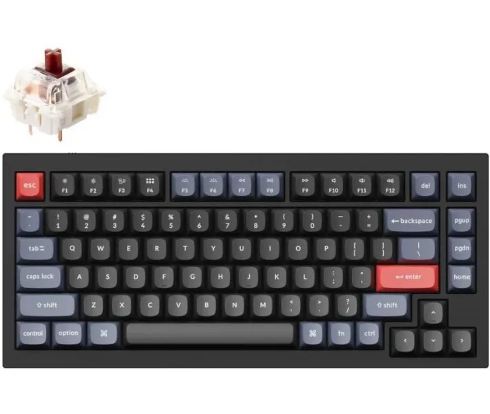 Клавіатура Keychron Q1 84Key, Gateron G PRO Brown, USB-A, Hot-Swap, QMK, Knob, EN, RGB Black (Q1M3_KEYCHRON)