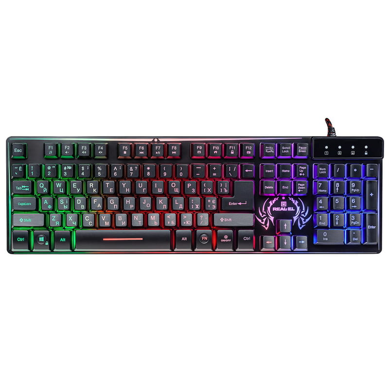 Клавиатура REAL-EL 7090 Comfort Backlit, black