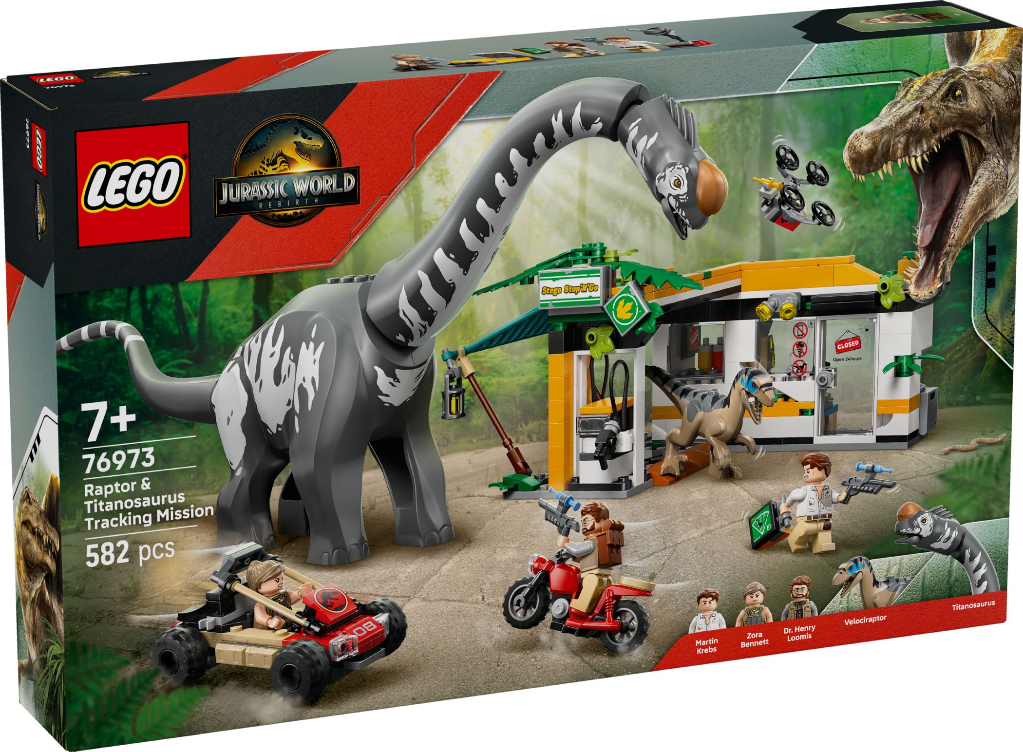 Конструктор Lego Jurassic World Слідами раптора та титанозавра (76973)