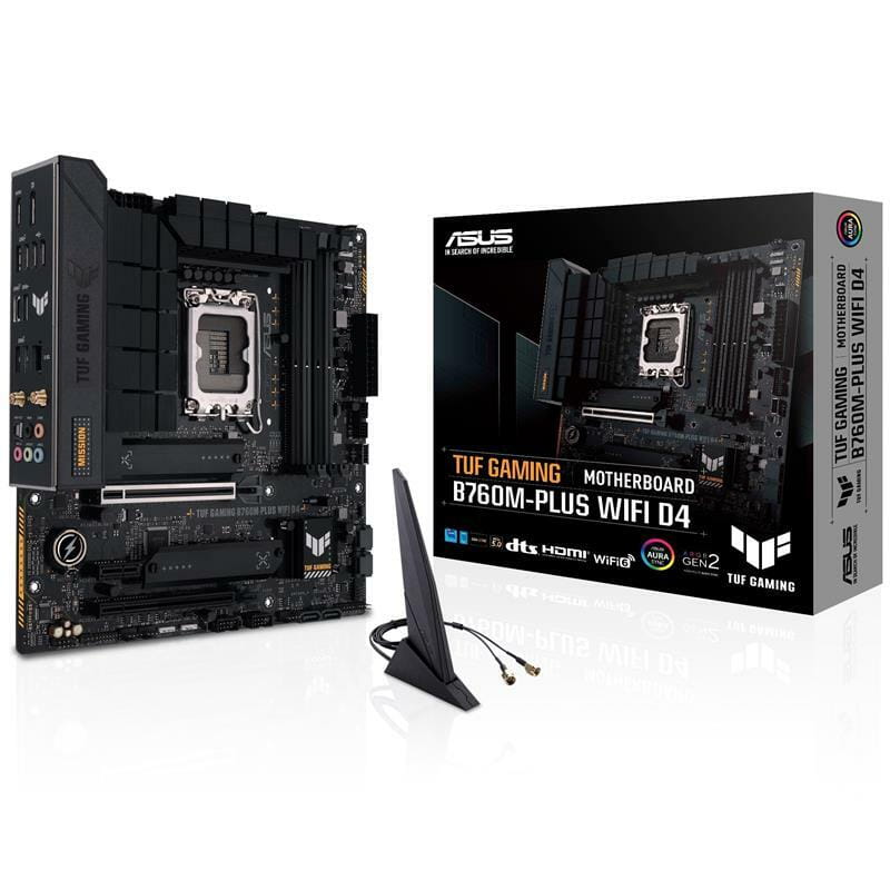 Материнcька плата ASUS TUF GAMING B760M-PLUS WIFI D4 s1700 B760 4xDDR4 M.2 HDMI DP Wi-Fi BT mATX
