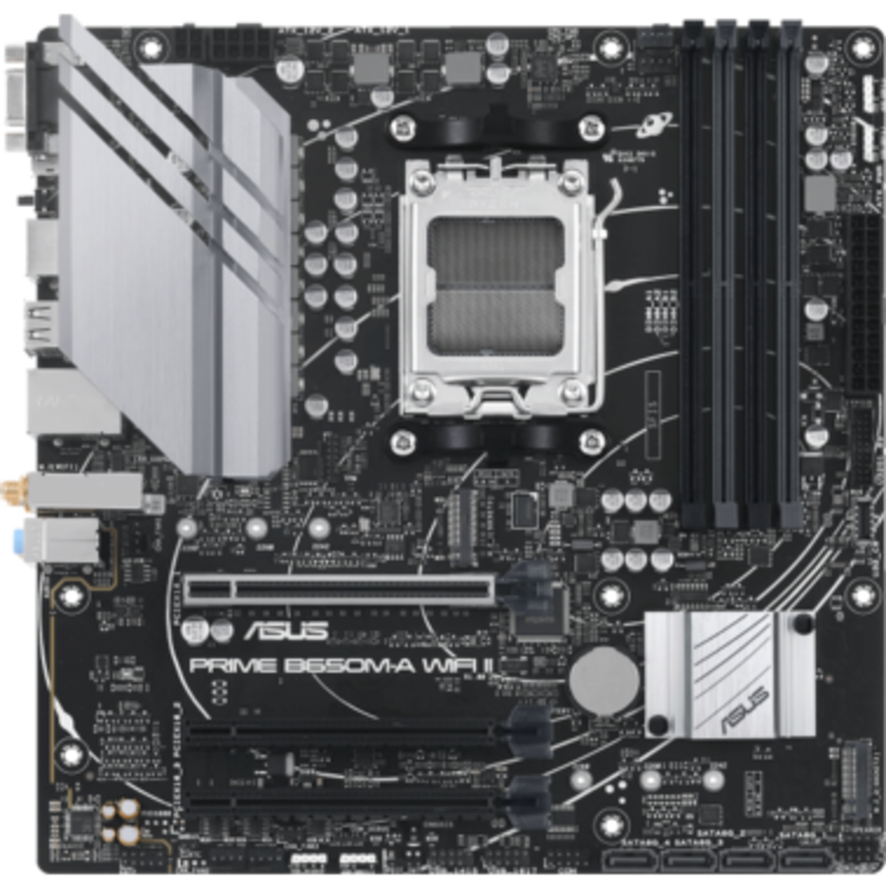 Материнcька плата ASUS PRIME B650M-A WIFI II sAM5 B650 4xDDR5 M.2 D-Sub HDMI DP WiFi BT mATX