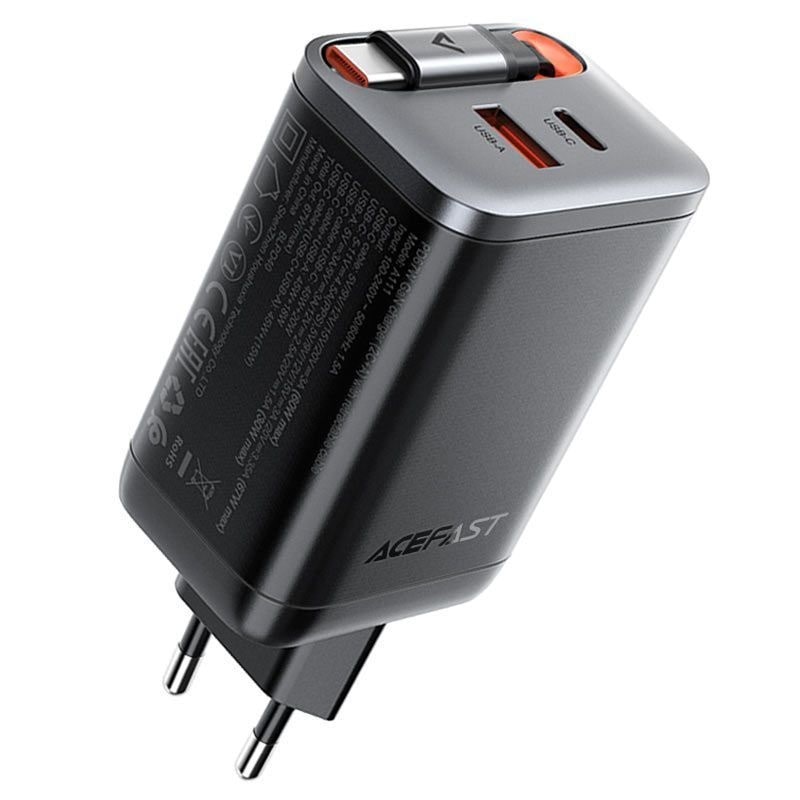 Сетевое зарядное устройство Acefast A111 USB+USB-C PD3.0 67W Type-C 2Port (black)