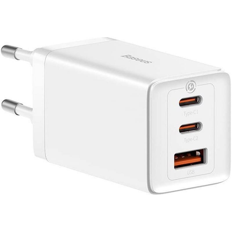 Сетевое зарядное устройство Baseus GaN5 Pro Fast Charger USB + 2USB-C 65W (with Type-C to Type-C cable) White (CCGP120202)