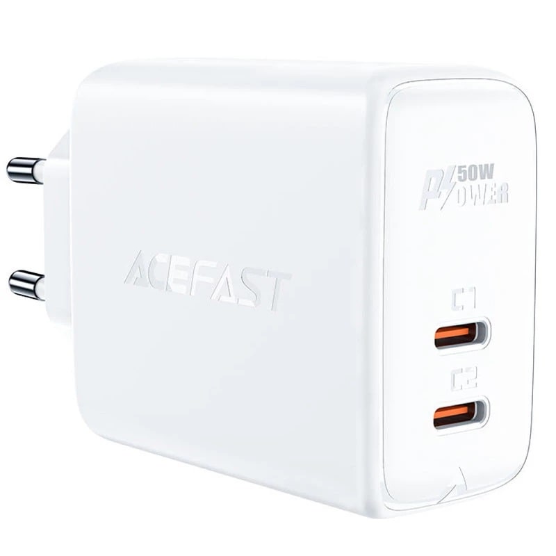 Сетевое зарядное устройство ACEFAST A29 GaN Dual Port Series 2xUSB-C 50W White