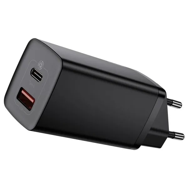 Сетевое зарядное устройство Baseus GaN2 USB + Type-C 65W Black (CCGAN2L-B01)