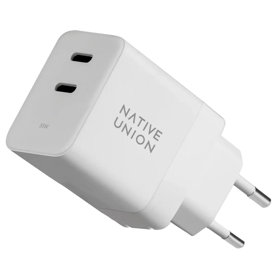 Сетевое зарядное устройство Native Union Fast GaN Charger PD 35W Dual USB-C Port White (FAST-PD35-WHT-EU)