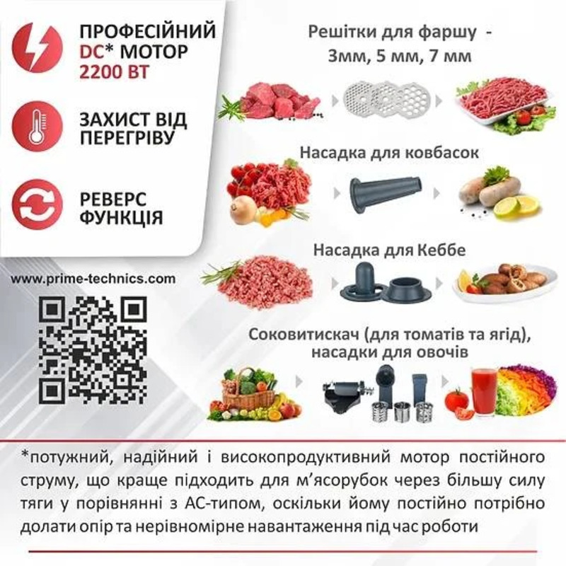 М'ясорубка PRIME Technics PG 2243 WGD - фото 4 М'ясорубка PRIME Technics PG 2243 WGD - фото 4