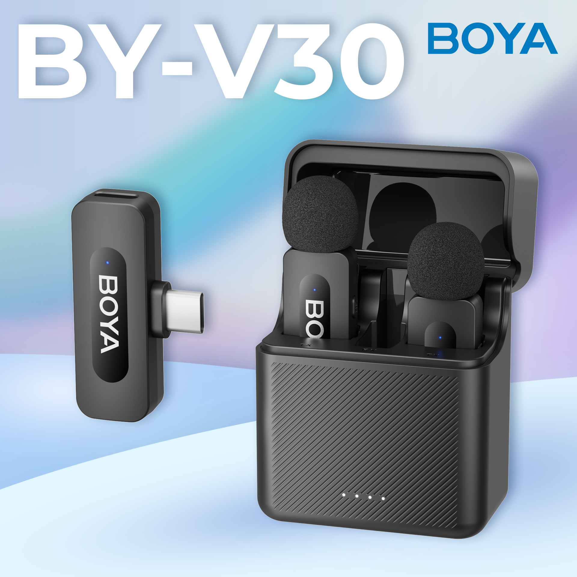 Беспроводной петличный микрофон BOYA BY-V30 Type-C Black - фото 4 Беспроводной петличный микрофон BOYA BY-V30 Type-C Black - фото 4