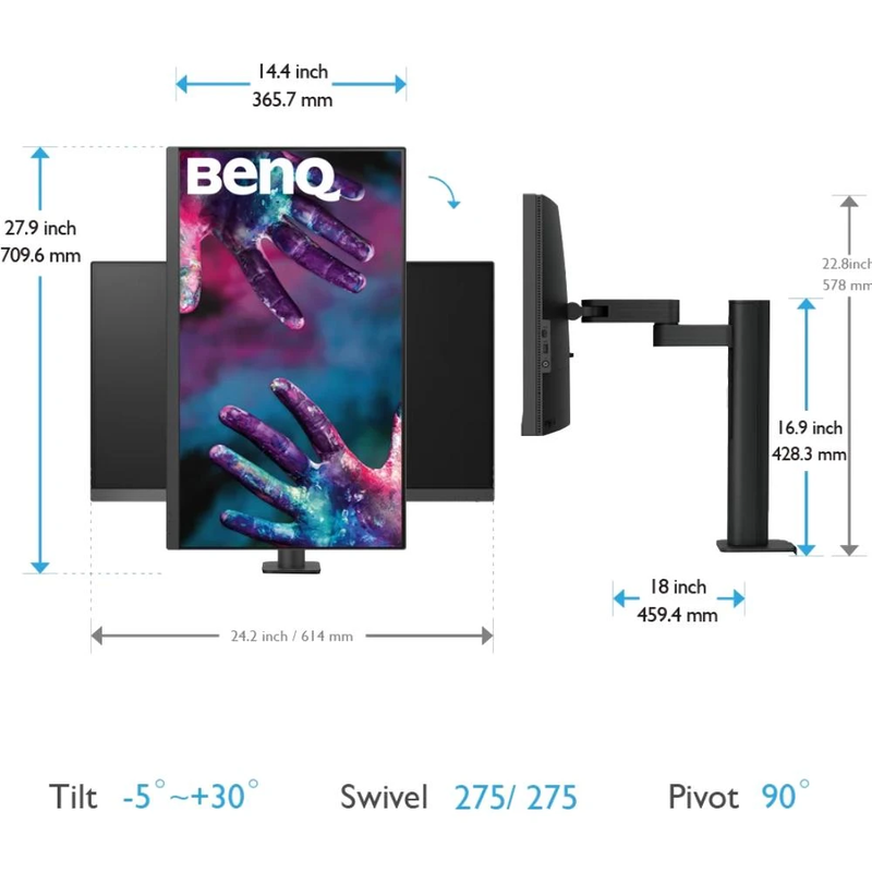 Монитор BenQ DesignVue PD2705UA Темно-серый (9H.LKDLA.TPE) - фото 3