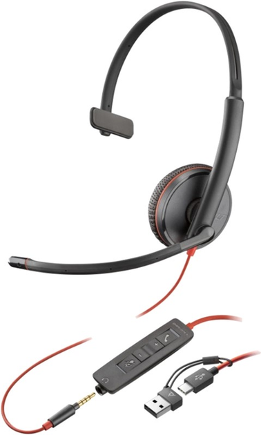 Наушники Poly BlackWire C3215 USB-C/A + 3.5mm HS Mono (8X227AA)