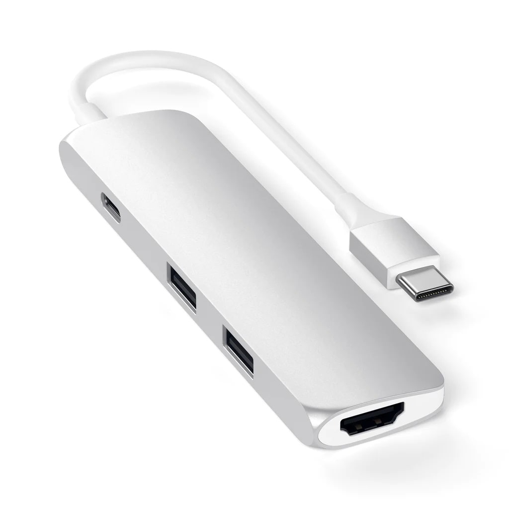 Мультипортовий адаптер Satechi Aluminum Type-C Slim Multi-Port Adapter 4K Silver (ST-CMAS)
