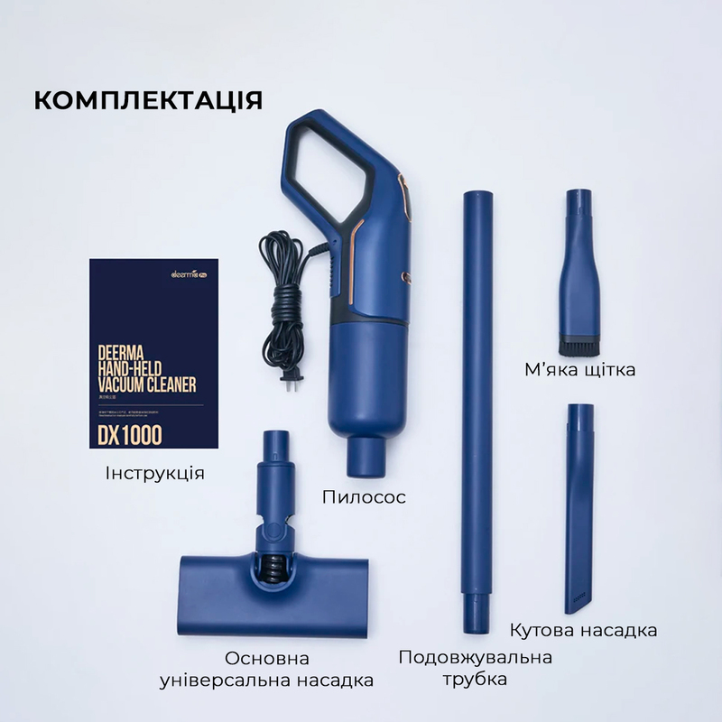 Пылесос 2в1 (вертикальный + ручной) Deerma Corded Stick Vacuum Cleaner Blue (DX1000W) - фото 3 Пылесос 2в1 (вертикальный + ручной) Deerma Corded Stick Vacuum Cleaner Blue (DX1000W) - фото 3