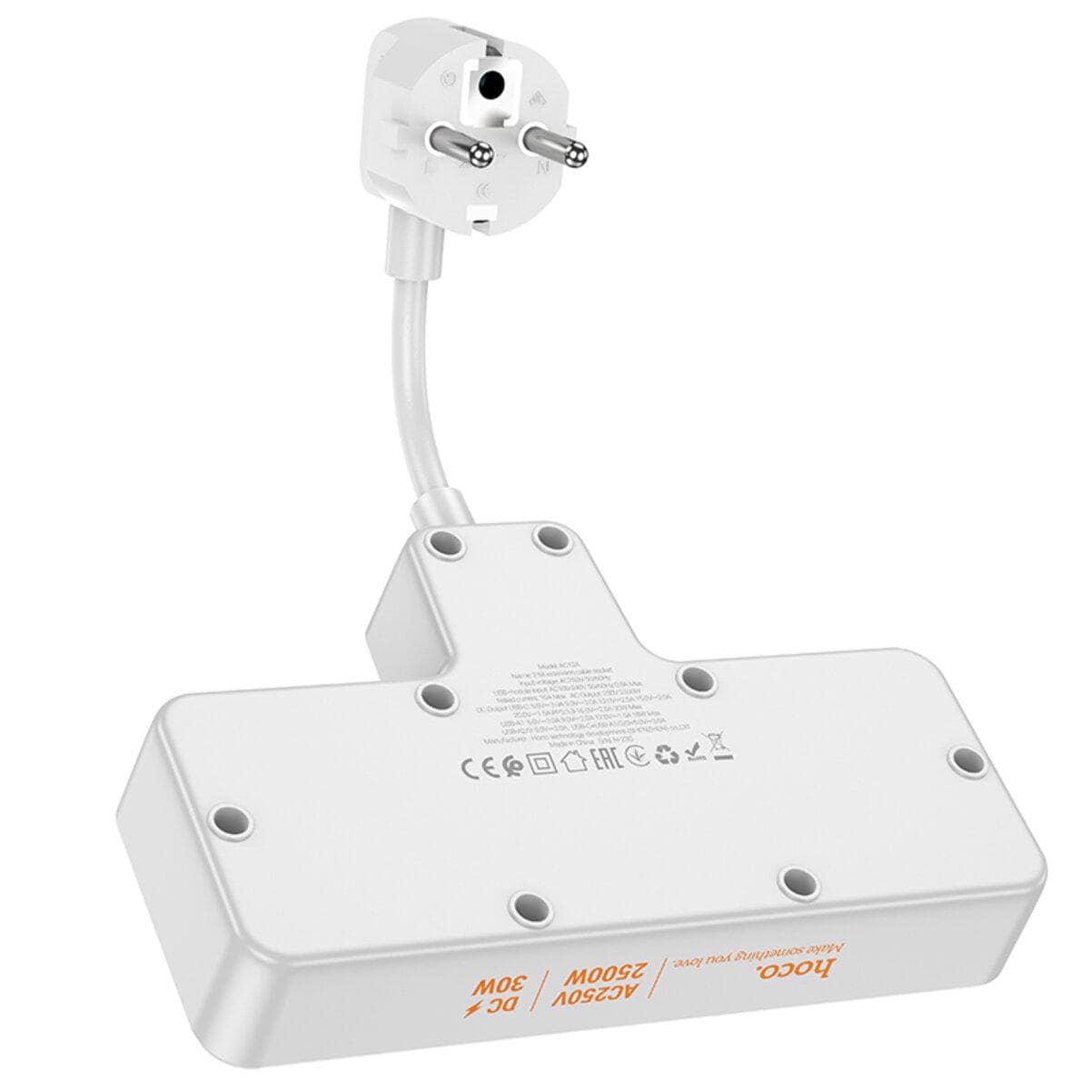 Мережевий фільтр HOCO AC12 Reise 2-position expansion socket(PD30W/1C3A) Black - фото 1