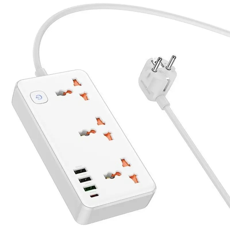 Сетевой фильтр Hoco AC8A 3USB + USB-C 220V 30W PD 1.5m - white - фото 1 Сетевой фильтр Hoco AC8A 3USB + USB-C 220V 30W PD 1.5m - white - фото 1
