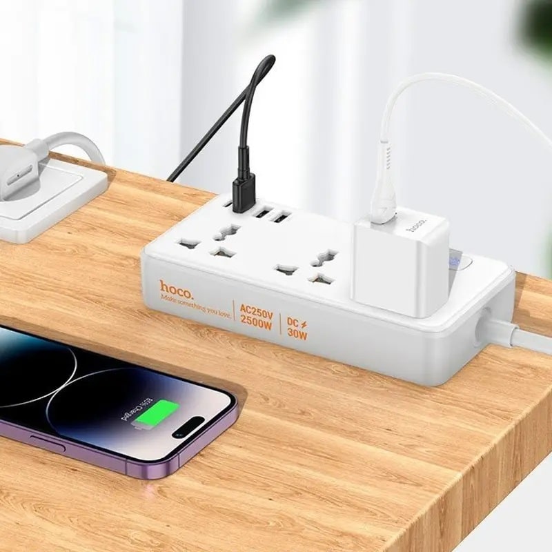Сетевой фильтр Hoco AC8A 3USB + USB-C 220V 30W PD 1.5m - white - фото 2 Сетевой фильтр Hoco AC8A 3USB + USB-C 220V 30W PD 1.5m - white - фото 2
