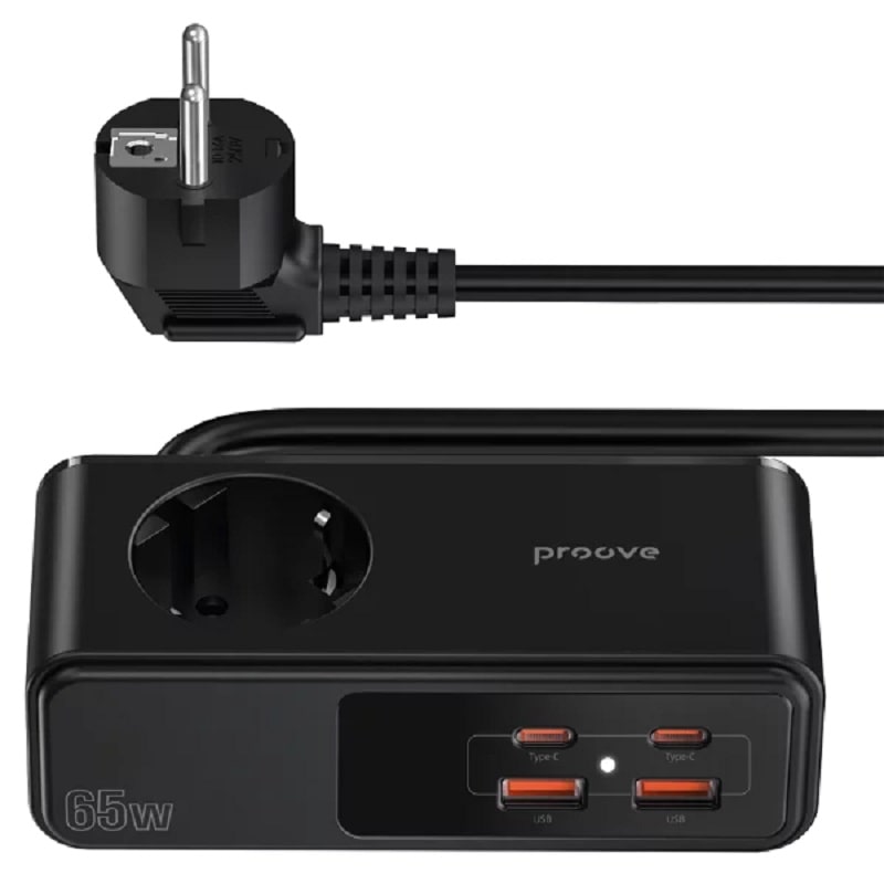Сетевой фильтр Proove Homester Pro 65W (AC + 2xType-C + 2xUSB) 1.5m (black) (PSHP25002201)