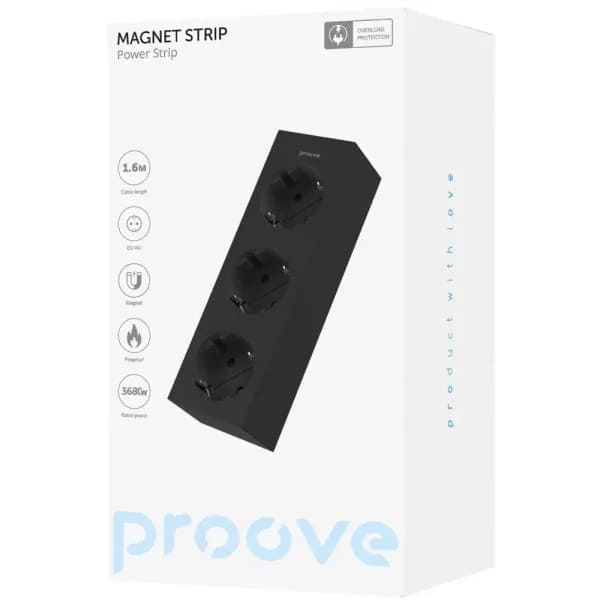 Сетевой фильтр Proove Magnet Strip (3xAC) 1.6m (black) (PSMS25000001) - фото 2 Сетевой фильтр Proove Magnet Strip (3xAC) 1.6m (black) (PSMS25000001) - фото 2