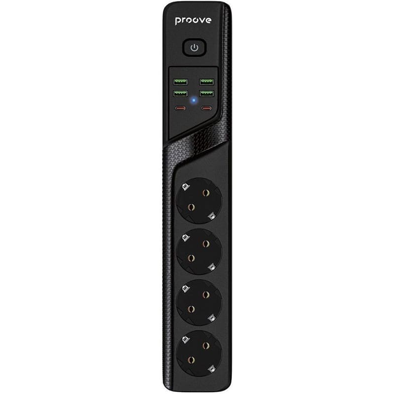 Сетевой фильтр Proove Power Strip P-04 (4 розетки + 4 USB + 2 Type-C) 2М (black) (PSP442420001)