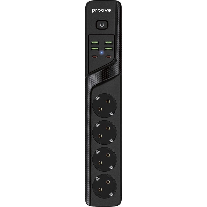 Мережевий фільтр Proove Power Strip P-04 (4 розетки + 4 USB + 2 Type-C) 3M (black) (PSP442430001)