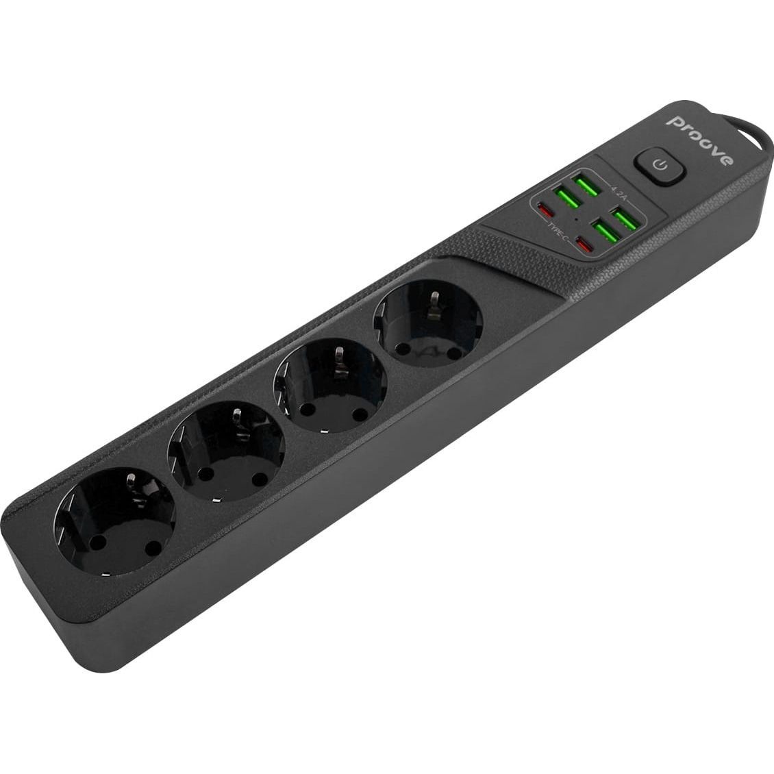 Мережевий фільтр Proove Power Strip P-04 (4 розетки + 4 USB + 2 Type-C) 3M (black) (PSP442430001) - фото 1 Мережевий фільтр Proove Power Strip P-04 (4 розетки + 4 USB + 2 Type-C) 3M (black) (PSP442430001) - фото 1