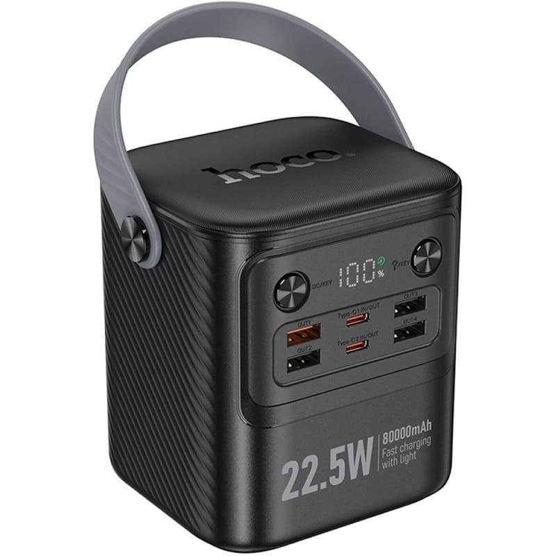 Зовнішній акумулятор (павербанк) Hoco J152 Tough 22.5W+PD20W+light power bank (80000mAh) Black