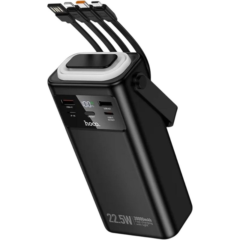 Зовнішній акумулятор (павербанк) Hoco EJ65 High 22.5W+PD20W with cable 30000 mAh (Black)