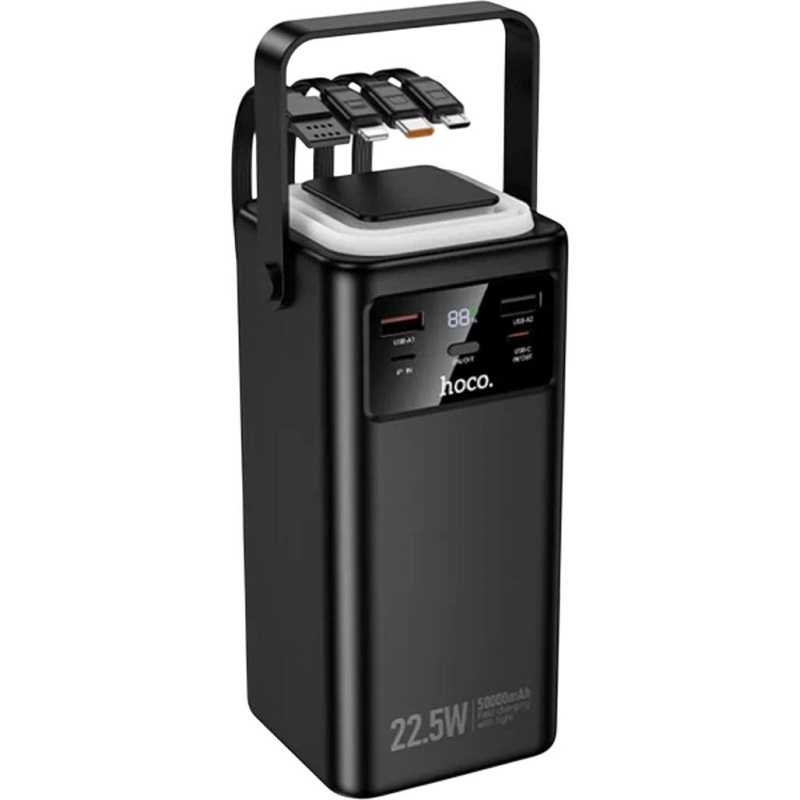 Зовнішній акумулятор (павербанк) Hoco EJ65A High 22.5W+PD20W with cable 50000 mAh (Black)