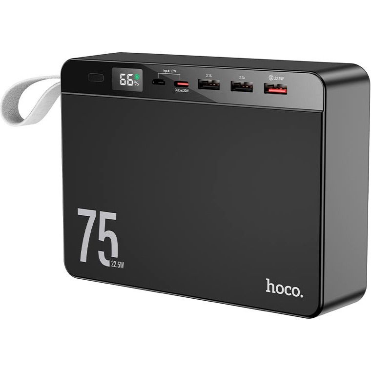 Зовнішній акумулятор (павербанк) Hoco J94 Overlord 75000 mAh 22.5W Black