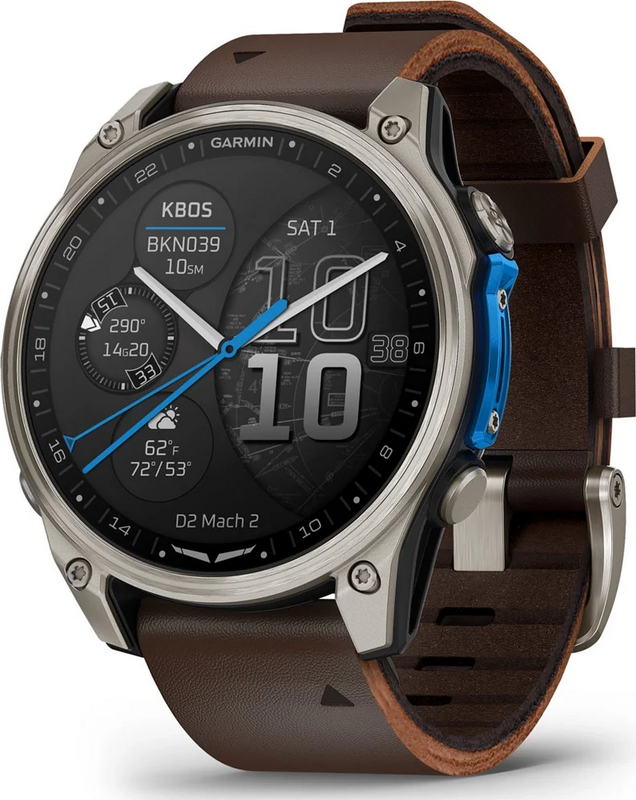 Смарт-годинник Garmin D2 Mach 2 47mm Titanium w. Oxford Brown Leather Band (010-02904-30/31)