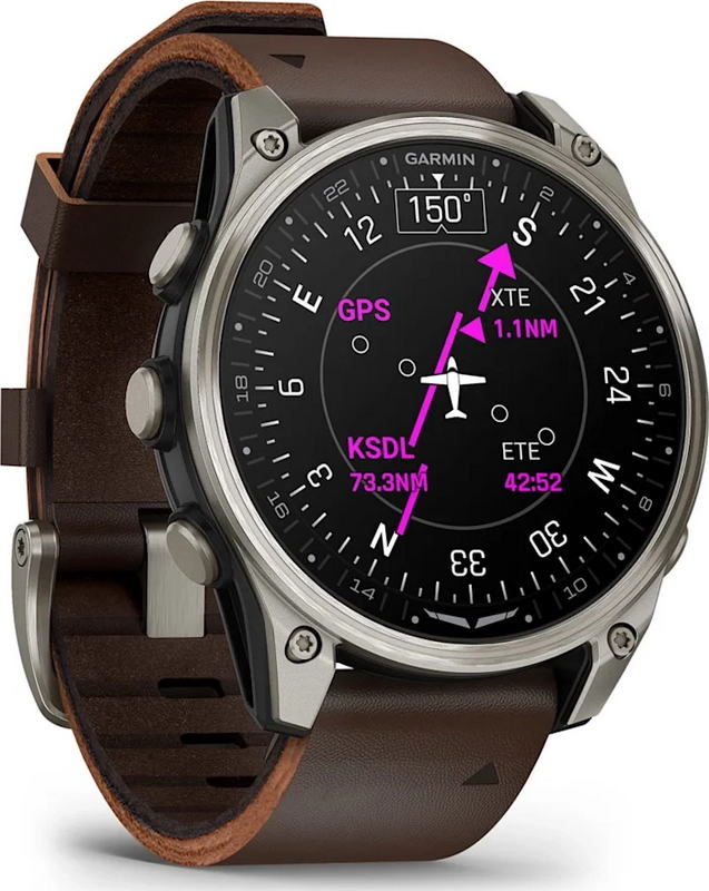 Смарт-годинник Garmin D2 Mach 2 47mm Titanium w. Oxford Brown Leather Band (010-02904-30/31) - фото 2 Смарт-годинник Garmin D2 Mach 2 47mm Titanium w. Oxford Brown Leather Band (010-02904-30/31) - фото 2