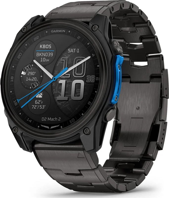 Смарт-годинник Garmin D2 Mach 2 51mm Carbon Gray DLC Titanium w. Vented Titanium Bracelet (010-02905-30/31)